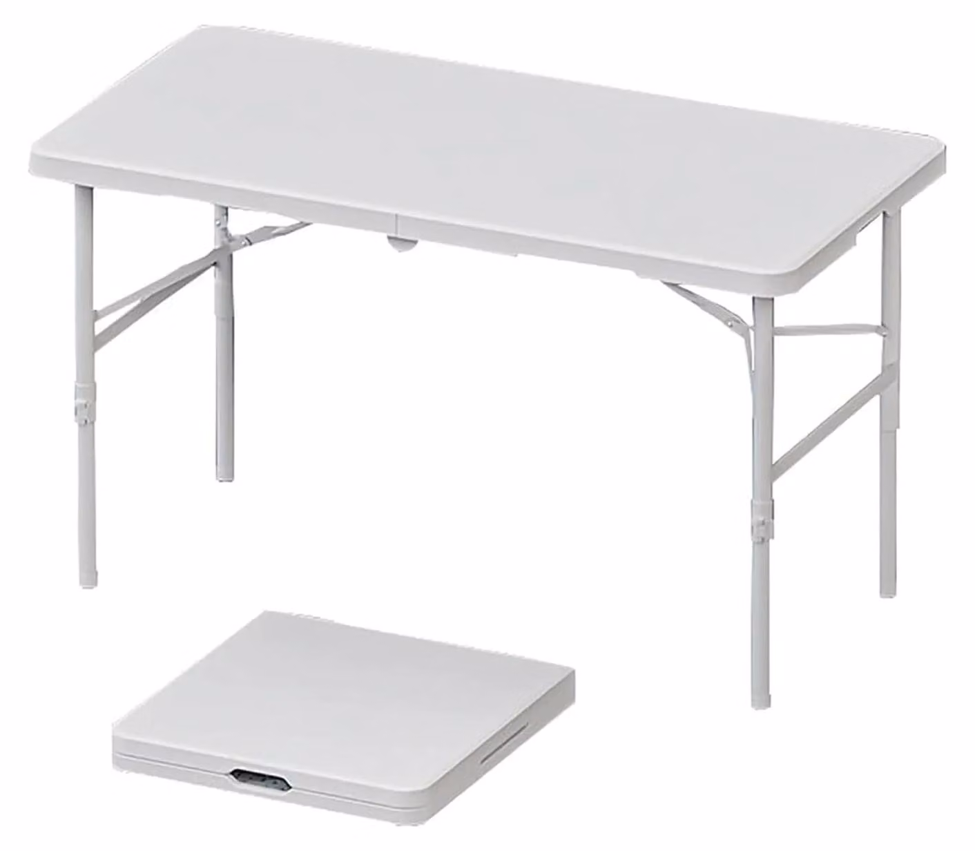 Tavolino pieghevole - Tavolo da campeggio e da giardino in plastica - 122 x 60 cm - Altezza regolabile - Struttura in metallo robusta - Maniglia per il trasporto