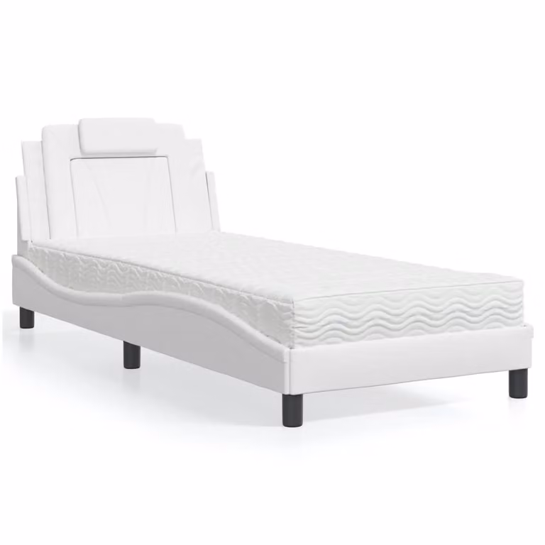 vidaXL Letto Viana Bianco in Similpelle con Materasso L/P: 80 x 200 cm