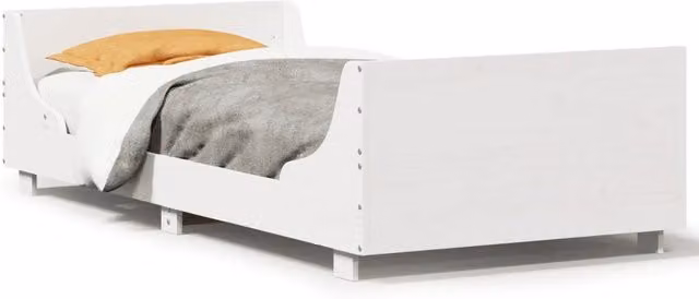 Letto singolo | Letto per adulti | Giroletto senza Materasso Bianco 100x200 cm Legno Massello Pino
