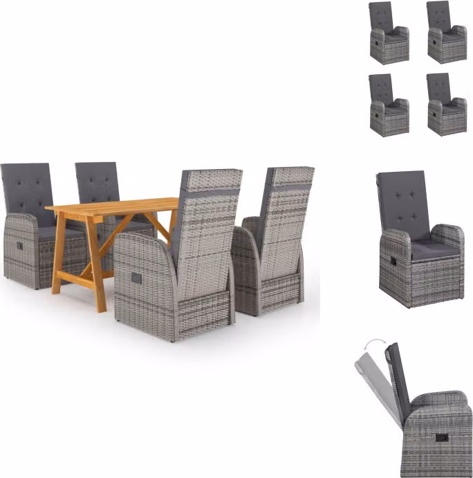 vidaXL Set da pranzo da giardino 5 pezzi grigio - Set di mobili da giardino