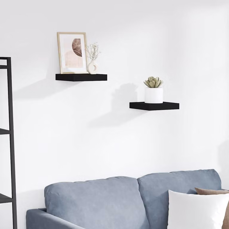 Set di 2 scaffali a parete vidaXL neri in MDF, L 23 cm x P 23,5 cm x H 3,8 cm