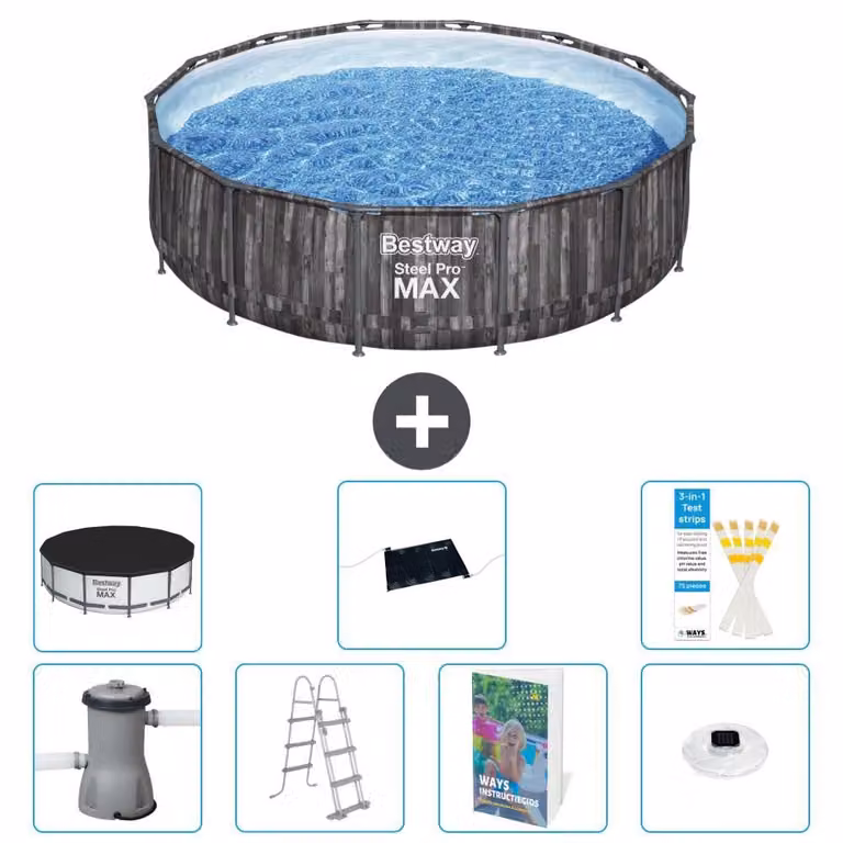 Piscina gonfiabile Bestway Steel Pro MAX, rotonda, 427x107 cm, composta da 6 parti, modello S598