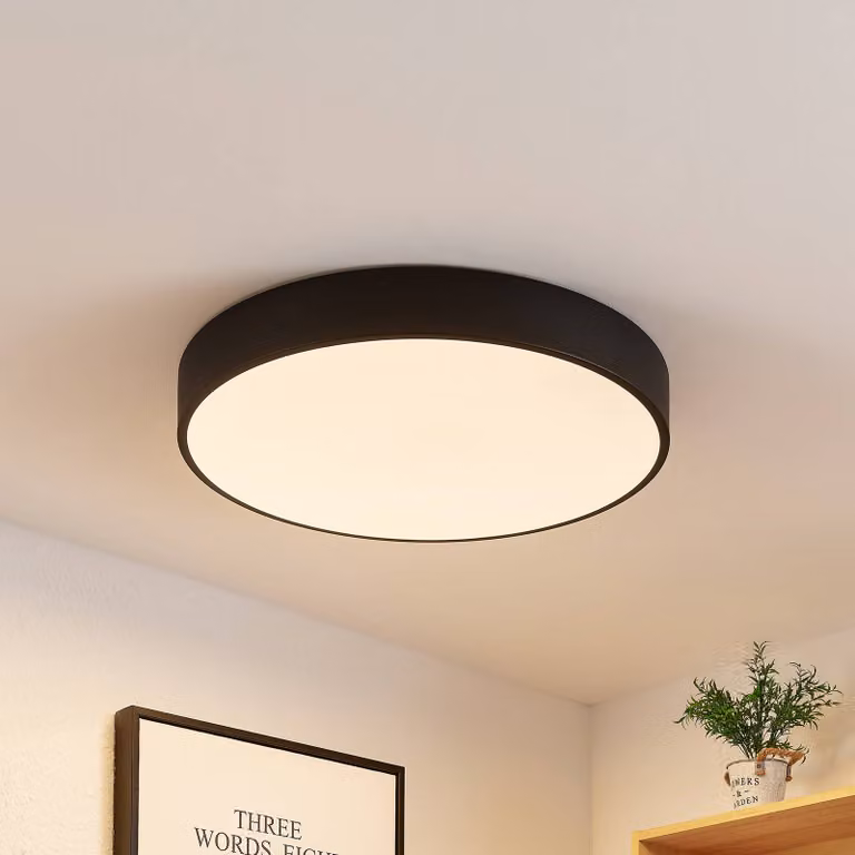 Plafoniera a LED Simera Lindby, dimmerabile, Nero, Soggiorno / Sala da pranzo, Plastica, Moderno, Plafoniera LED
