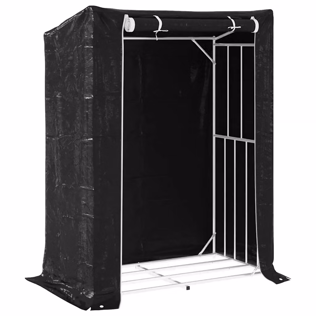 Rastrelliera per legna con copertura antipioggia in acciaio zincato e plastica, colore nero, H 200 x L 150 x P 80 cm – 2
