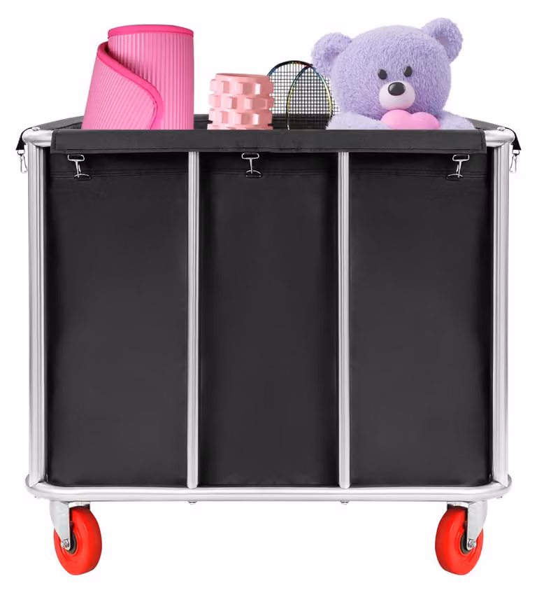 Carrello portante con ruote - Acciaio inossidabile - Capacità di carico: 199,58 kg - Colore: nero