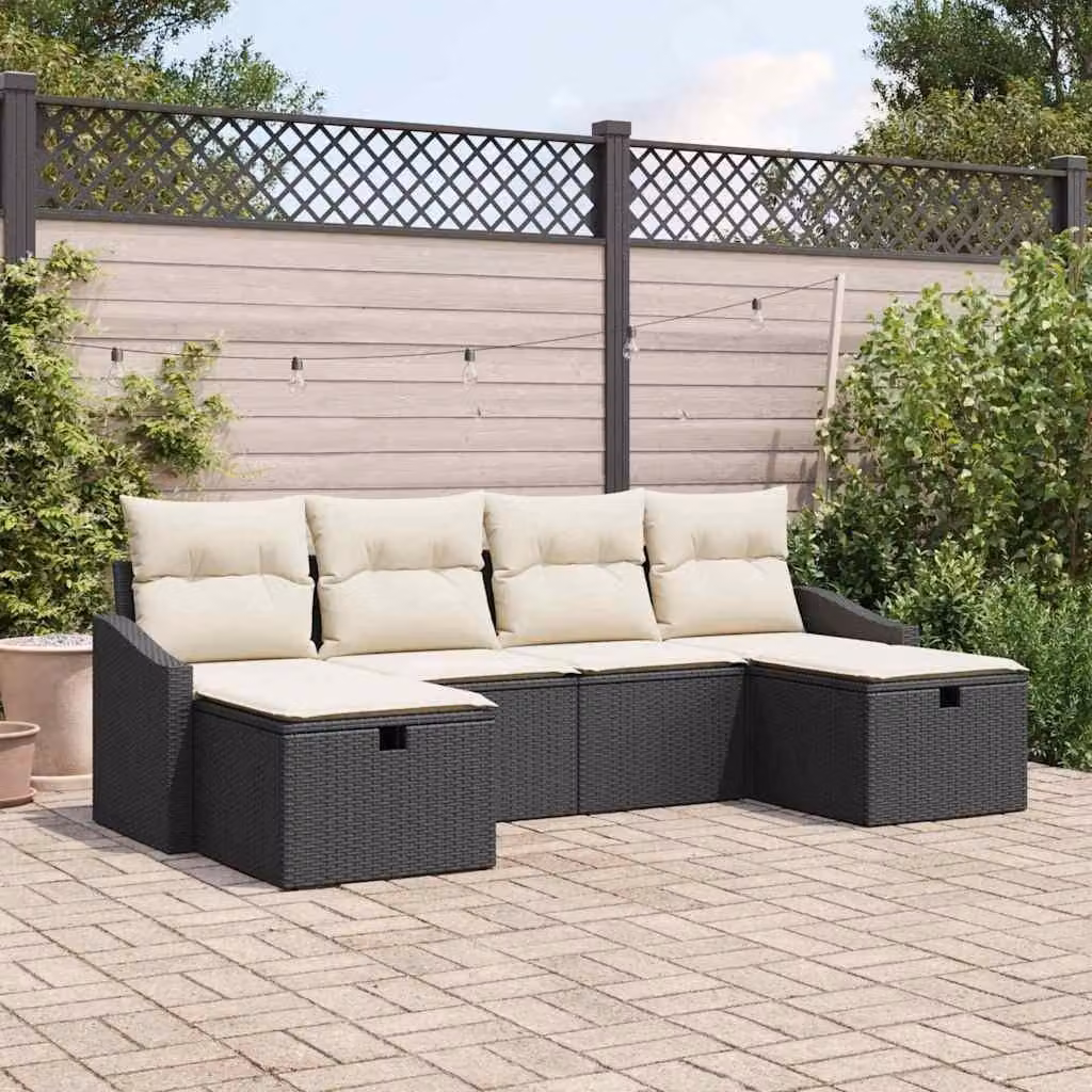 Maison Exclusive - Set da giardino con 6 pezzi, divano in rattan sintetico