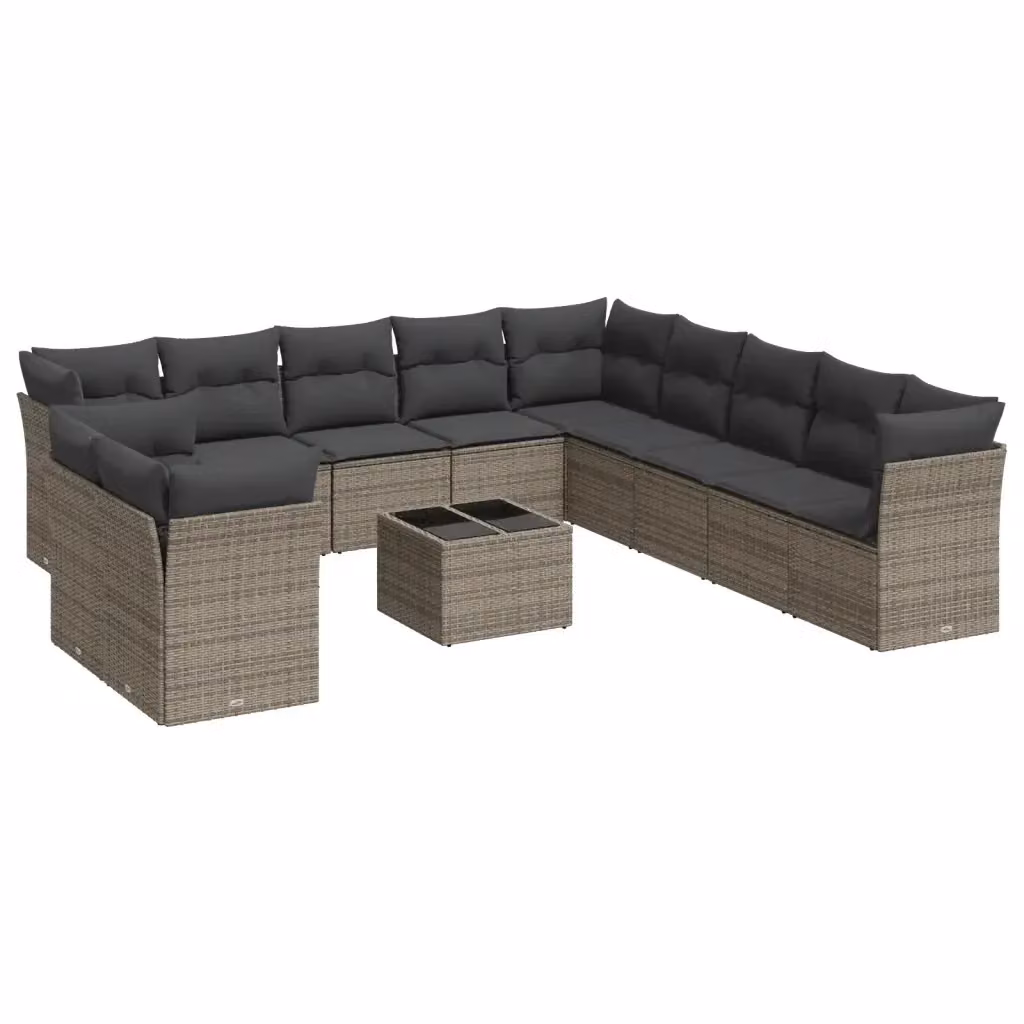 Set di divani da giardino VIDAXL in polyrattan grigio con cuscini, 12 posti – 2