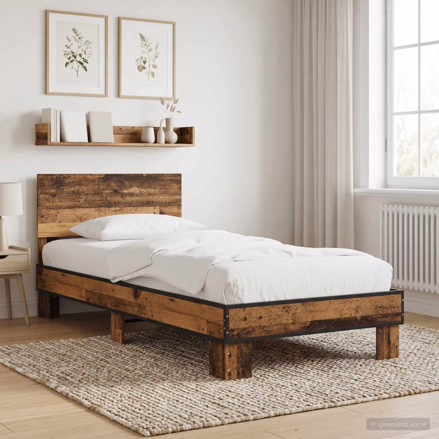 Struttura letto con testata in legno color marrone vidaXL L: 80 cm, P: 200 cm, H: 83 cm