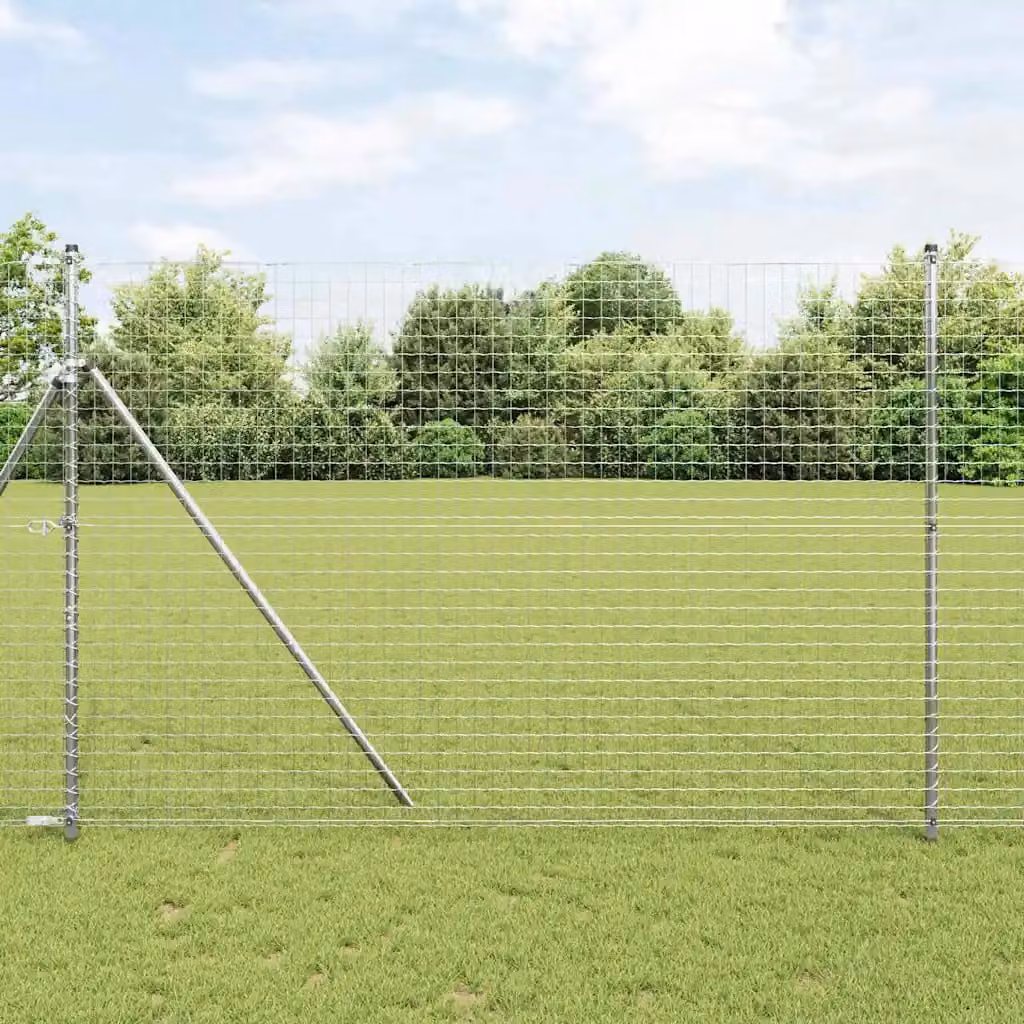 Recinzione vidaXL in ferro rivestito in PVC grigio argento, L: 10 m, H: 1,5 m