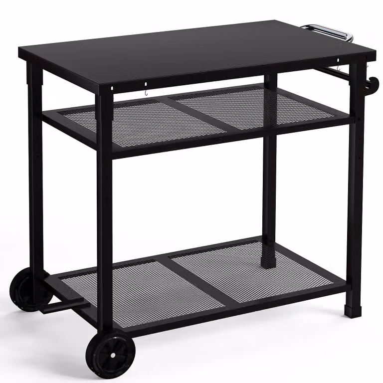 Carrello grill in metallo con 3 ripiani, dimensioni 85 x 51 cm, resistente all'acqua, ideale per giardino e campeggio