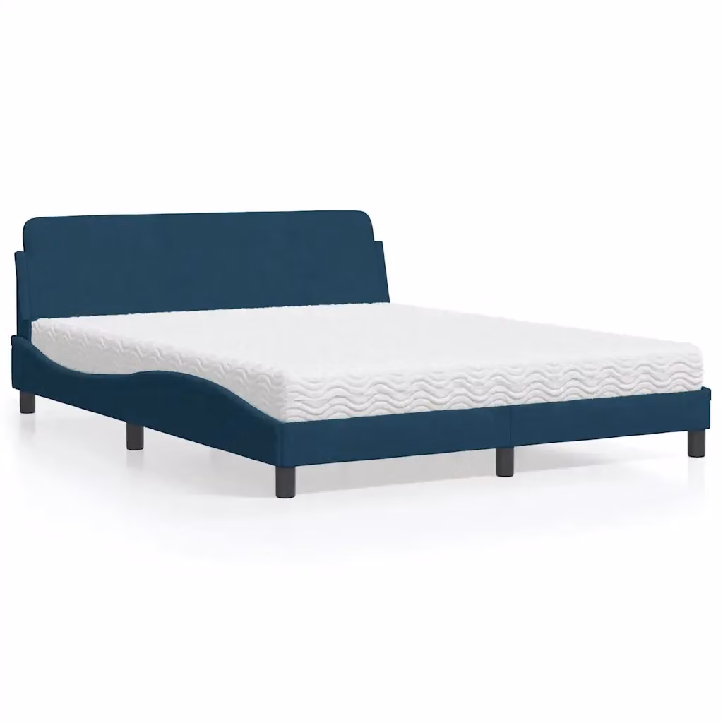 Letto con Materasso Dover blu in velluto vidaXL L/P: 160 x 200 cm – 2