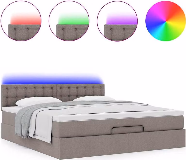 Struttura Letto Pouf con Materasso Tortora 160x200cm in Tessuto