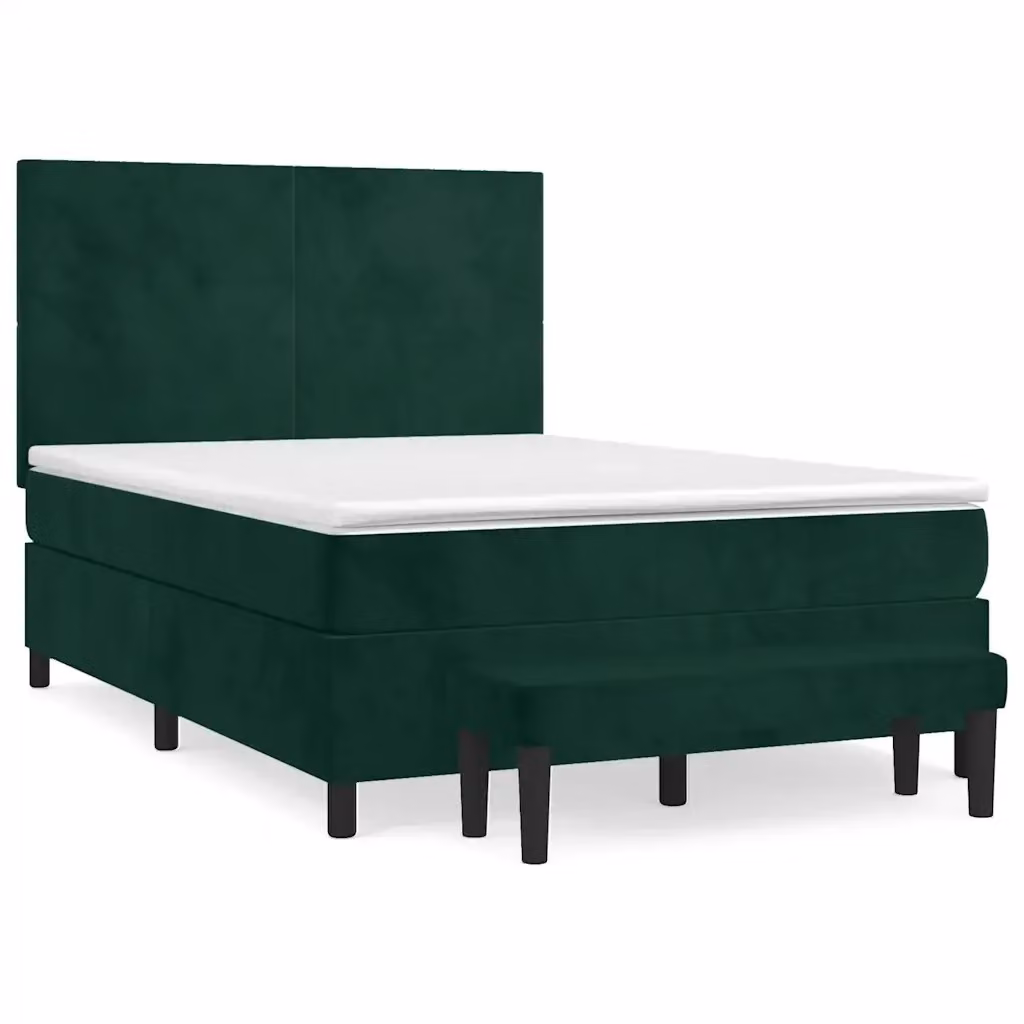 Letto Ibrido con Giroletto a Molle e Materasso vidaXL in Velluto Verde Scuro L/P/H: 203 x 144 x 128 cm – 2