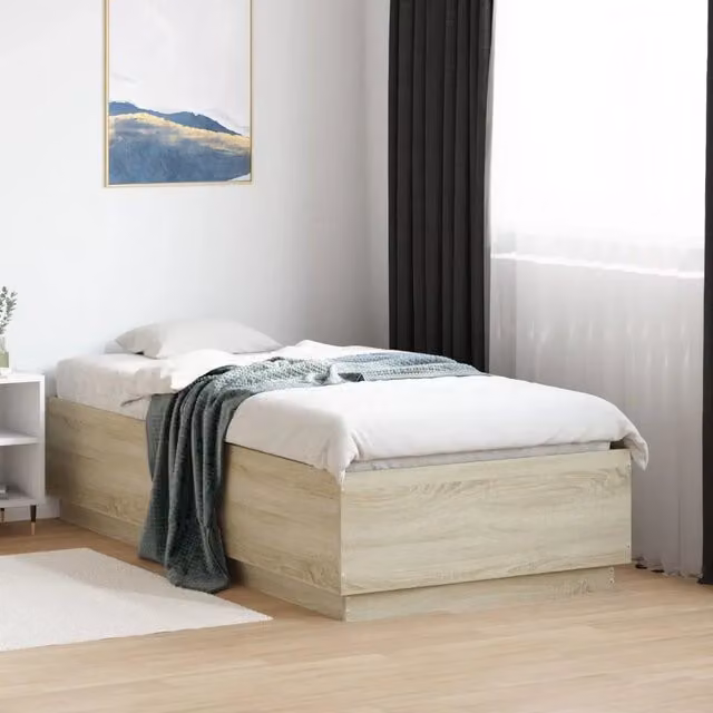 Struttura Letto Giroletto Design Mania in Legno Multistrato Rovere Sonoma, L/P/H: 190 x 90 x 40 cm – 1
