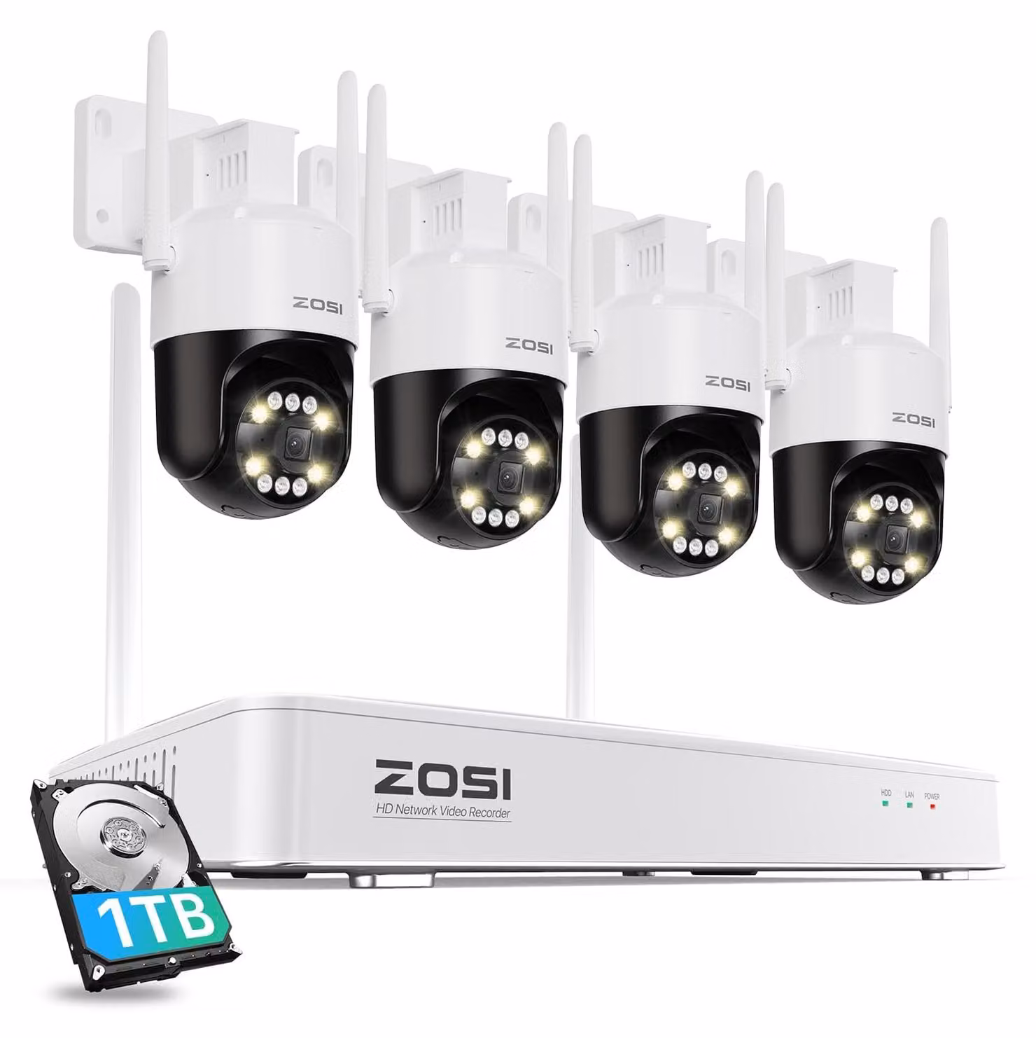 Kit di telecamere di sicurezza per esterni - 5MP WiFi 6 - 1 TB di memoria - Bianco - Telecamera a cupola PTZ - Con visione notturna