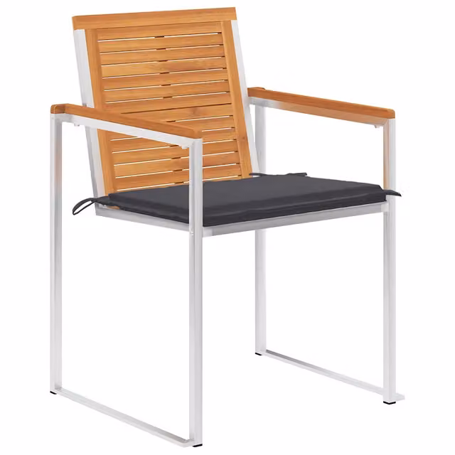 Set di 8 sedie da giardino impilabili vidaXL in legno di acacia con cuscini antracite