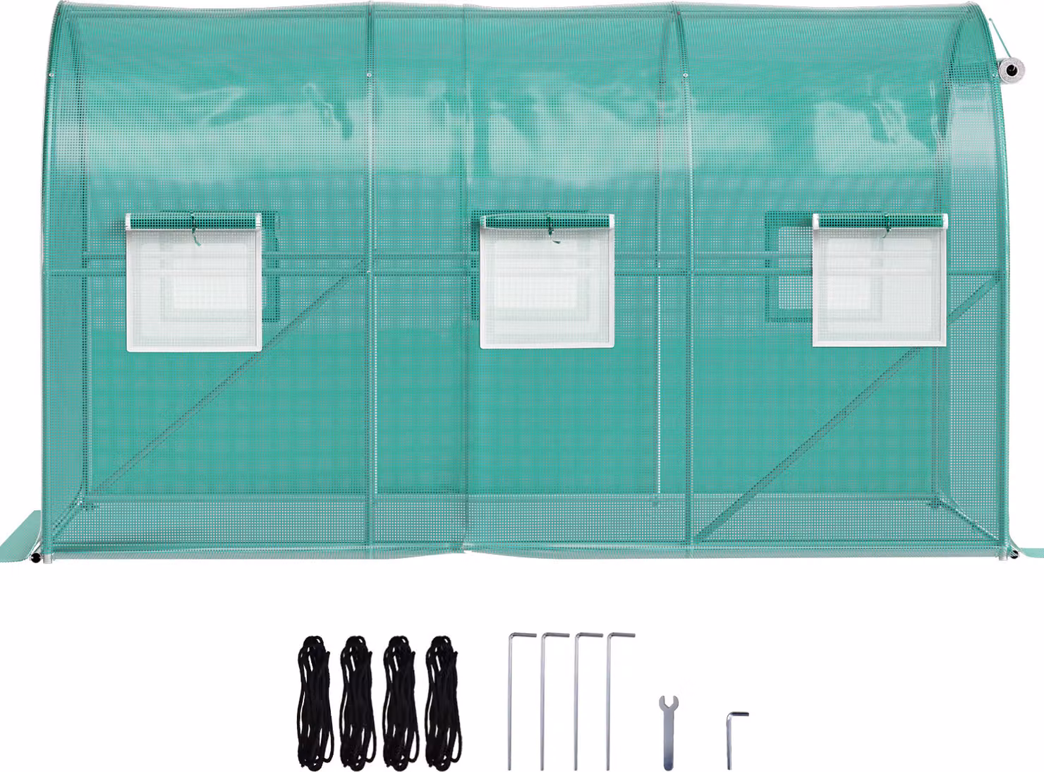 SucceBuy serra a tunnel walk-in, 12 x 7 x 7 ft, serra portatile per piante con cerchi in acciaio zincato, barre superiori, barre diagonali, porte con cerniera e finestre avvolgibili, verde