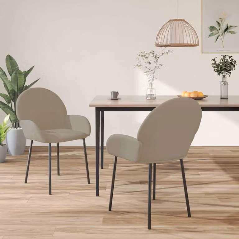Set di 2 sedie da pranzo vidaXL in velluto grigio chiaro con struttura in metallo e MDF per cucina e sala da pranzo