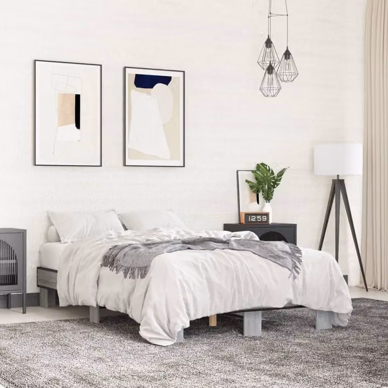 Giroletto vidaXL in legno e metallo, Grigio e Bianco, L/P/H: 140 x 200 x 143 cm