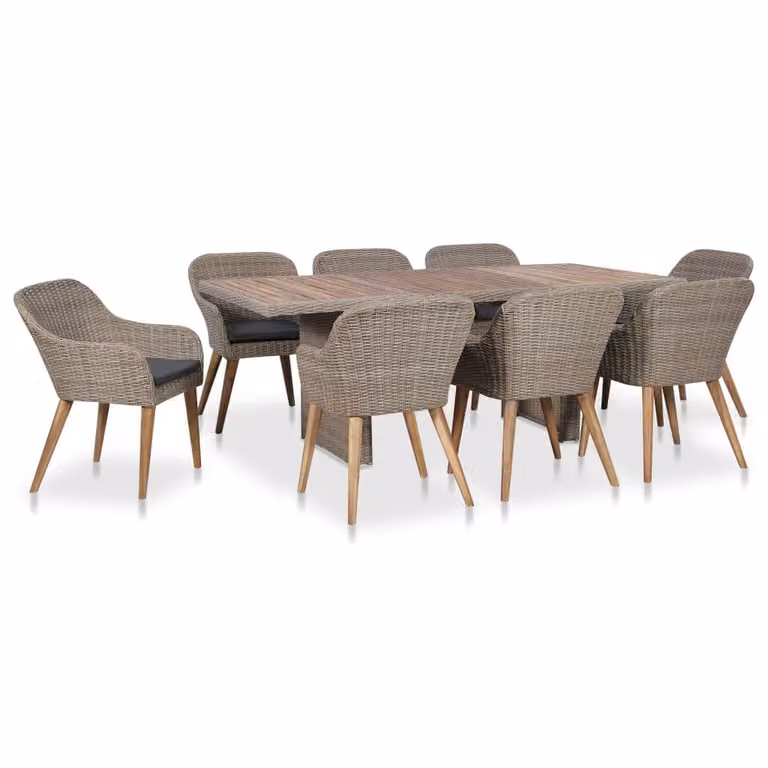 Maison Exclusive - Set da pranzo da giardino da 9 pezzi con cuscini in rattan sintetico