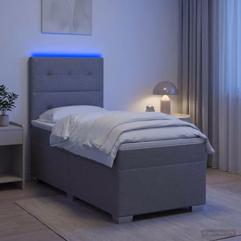 Maison Exclusive - Letto boxspring con materasso Grigio chiaro 90 x 190 cm Tessuto