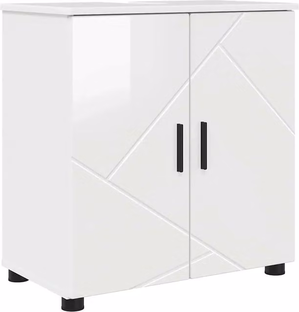 Armadio da bagno moderno bianco lucido con ante a battente L/P/H: 61 x 35 x 64 cm