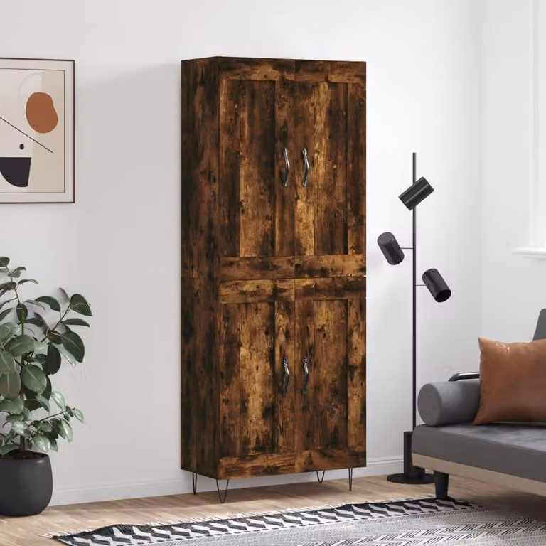 vidaXL Credenza rovere affumicato 69,5x34x180 cm materiale a base di legno