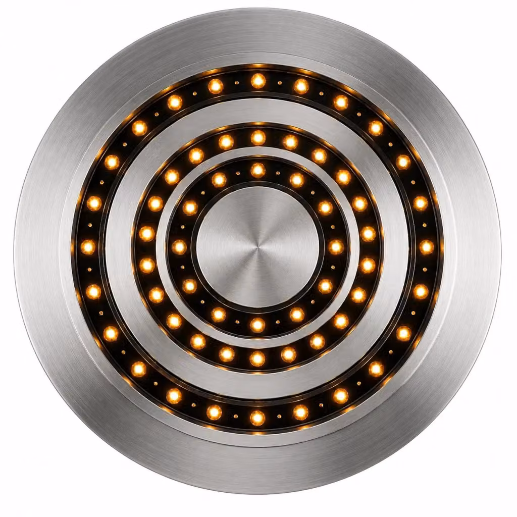 Camino elettrico a vapore acqueo 3D Divina Fire con inserto tondo da incasso in acciaio inossidabile e alluminio color argento, diametro: 75 cm – 2