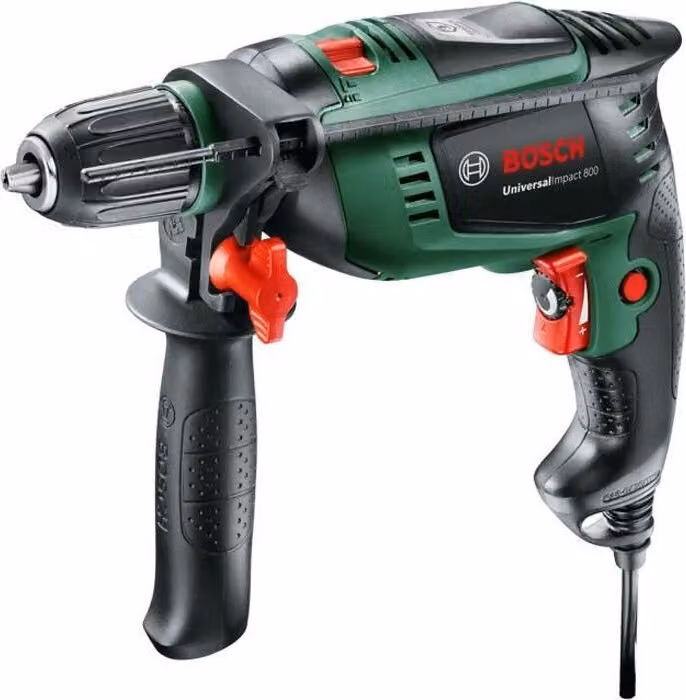 Trapano a percussione Bosch UniversalImpact 800, 800 W, calcestruzzo 14 mm, legno 30 mm, con accessori