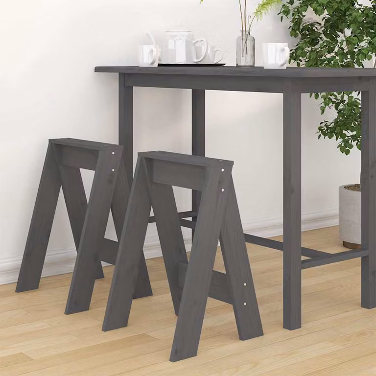 Set di 2 sgabelli vidaXL in legno di pino massello grigio L/P/H: 40 x 40 x 60 cm
