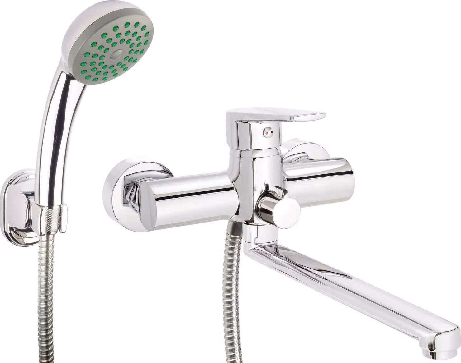 Wall-mounted washbasin and bath mixer with shower set