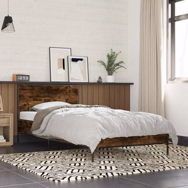 Struttura letto con testata-Giroletto Rovere Fumo 80 x 200 cm 981355
