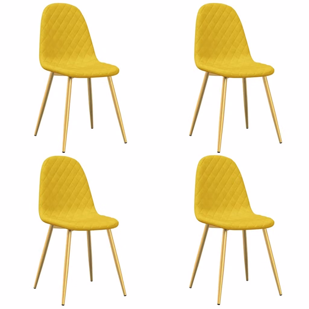 Sedie da Pranzo 4 pz Giallo Senape in Velluto