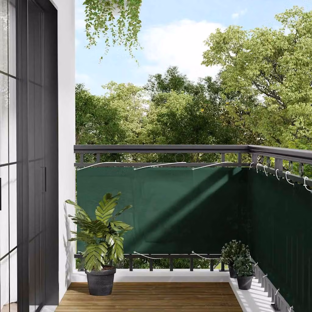 Paravento per balcone vidaXL Verde, Copertura opaca in poliestere Oxford e alluminio, L: 700 cm, H: 75 cm