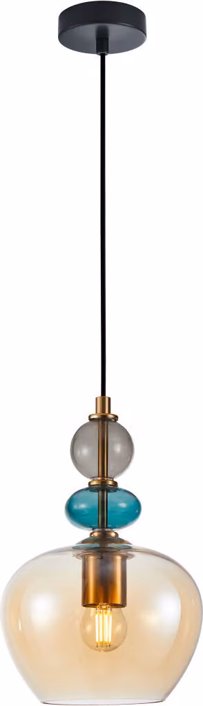 Lampada a sospensione decorativa in vetro multicolore 1xE27 40W BUSCO PND-30263-1A-BRO-AMB Italux