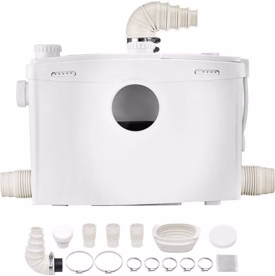 Installazione di scarico 1200 W, 180 L/Min Capacità, 10 M Altezza di scarico, Pompaggio di scarico con 4 Connettori, Risoluzione di scarico per WC, Sottoterra, Doccia, Vasca, Lavanderia, Vasca da bagno