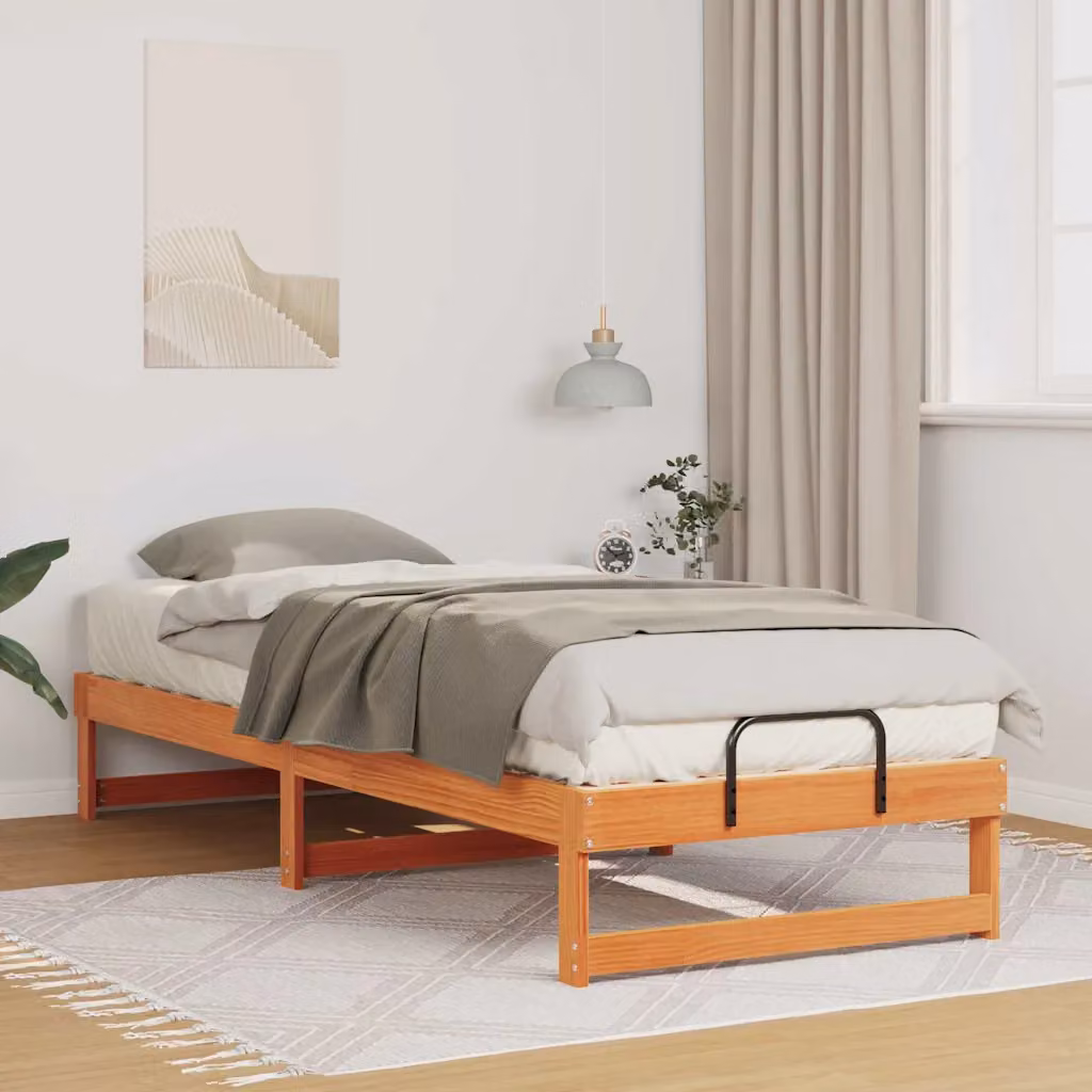 Struttura del letto moderna vidaXL in pino massello marrone L 80 cm x P 210 cm