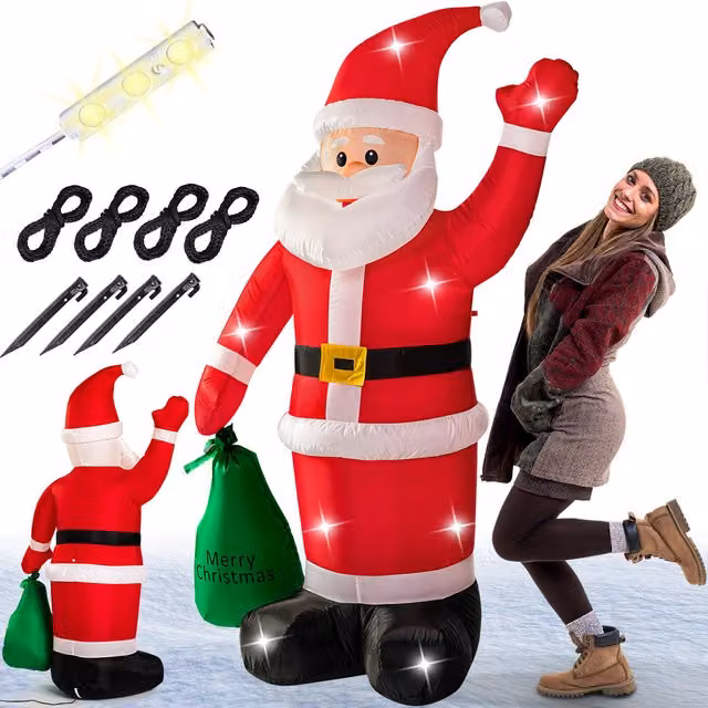 Decorazione Gonfiabile Babbo Natale Monzana Multicolore con Illuminazione LED RGB Altezza: 180 cm – 1