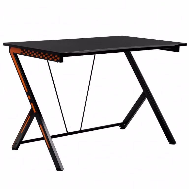 Scrivania da gioco COSTWAY, scrivania con rivestimento in fibra di carbonio, scrivania ergonomica per PC, scrivania per gamer per giocare, lavorare e studiare, nera