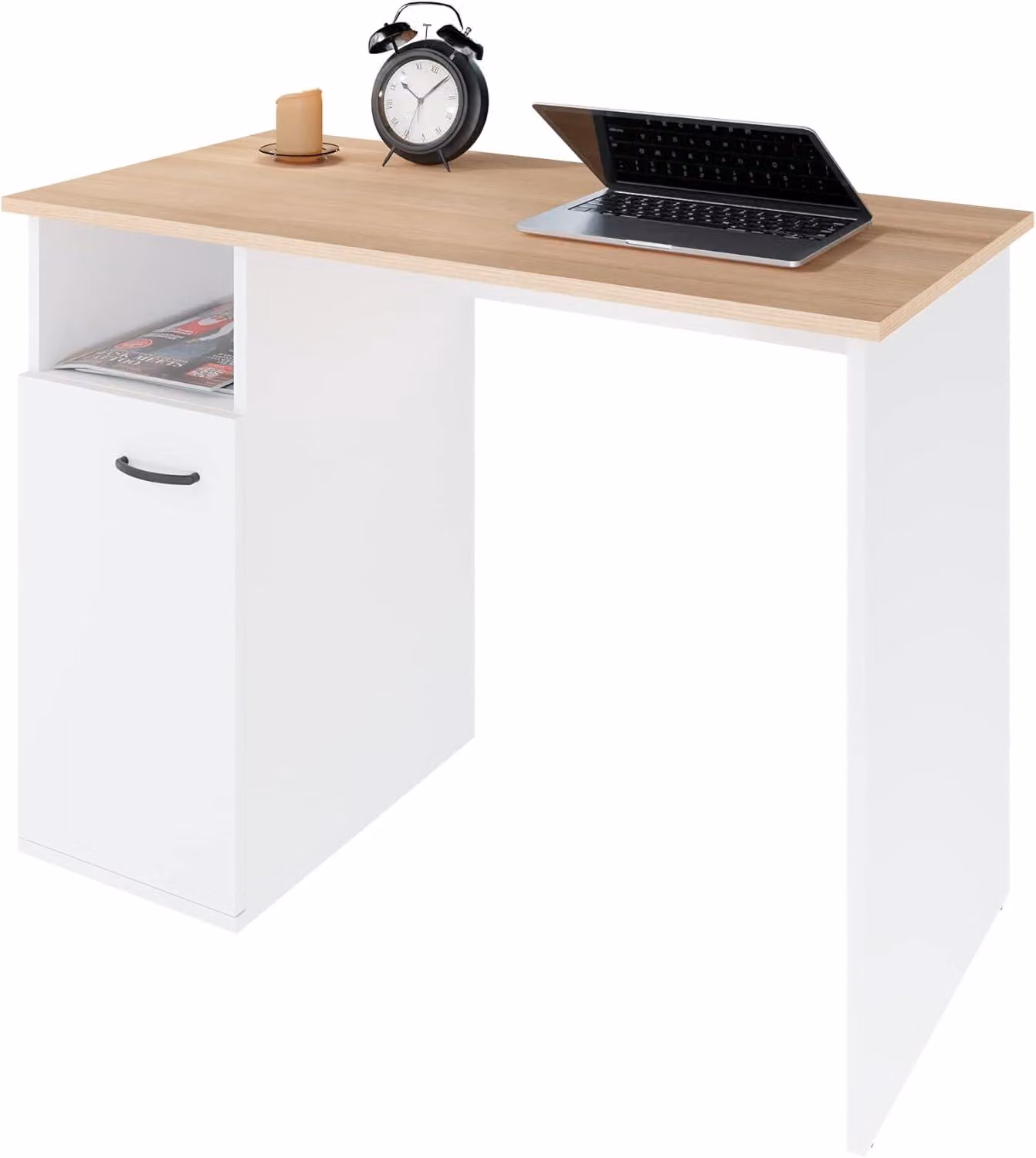 LEVIRA Louder – scrivania computer 100 × 49 × 72 cm, bianco/rovere