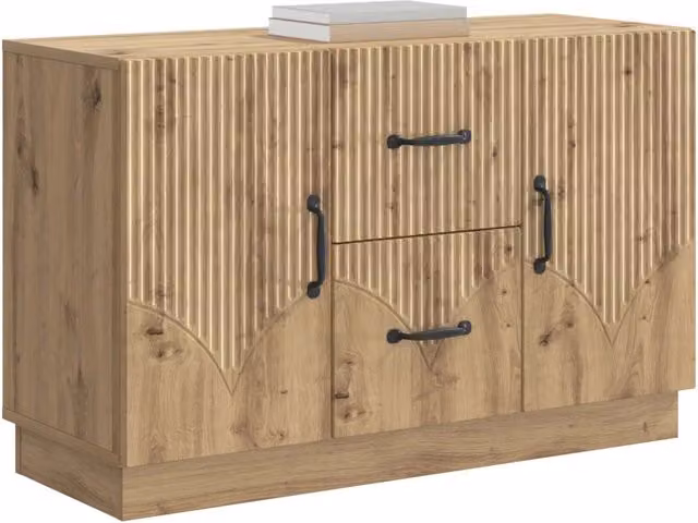 Credenza Buffet in Rovere Artigianale Marrone con Cassetto, Design Moderno, L: 89 cm, P: 34,5 cm, H: 57 cm