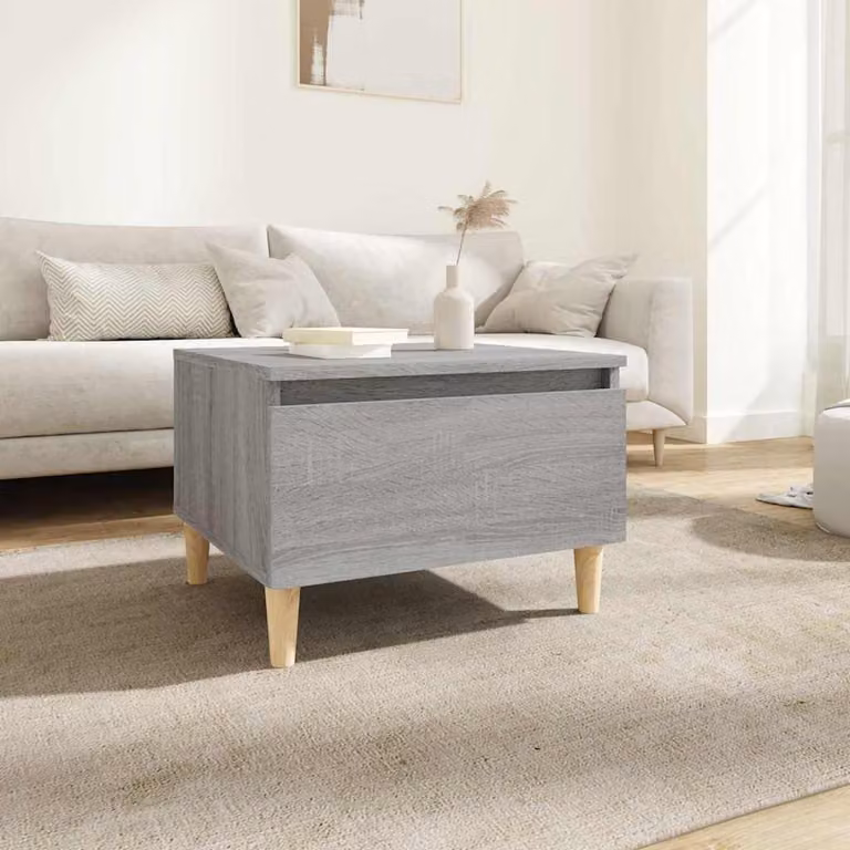 Tavolino da soggiorno vidaXL in legno grigio stile scandinavo L 50 cm x P 46 cm x H 35 cm
