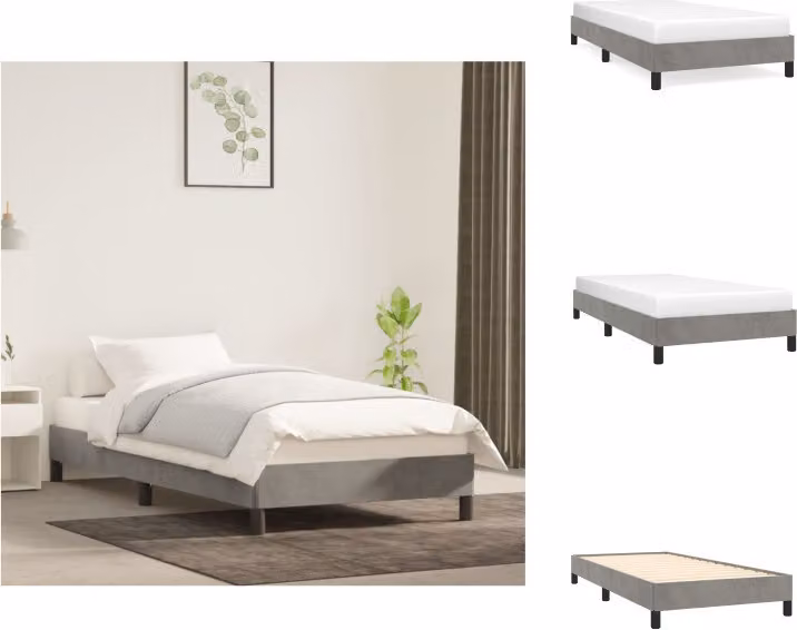 vidaXL Struttura letto grigio chiaro 90x200 cm in velluto - Letti e strutture letto