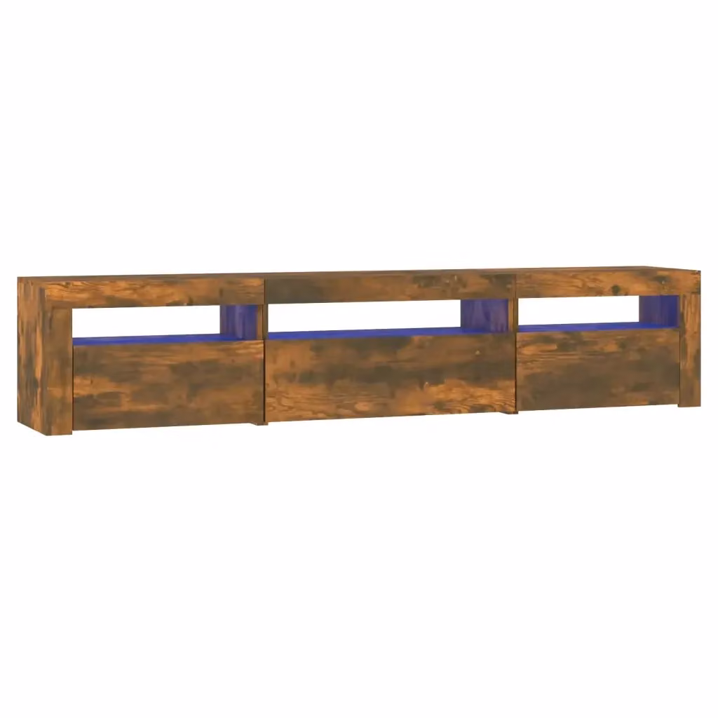 Mobile Porta TV Moderno vidaXL in Rovere Fumo con Luci LED Integrate L: 195 cm, P: 35 cm, H: 40 cm – 2