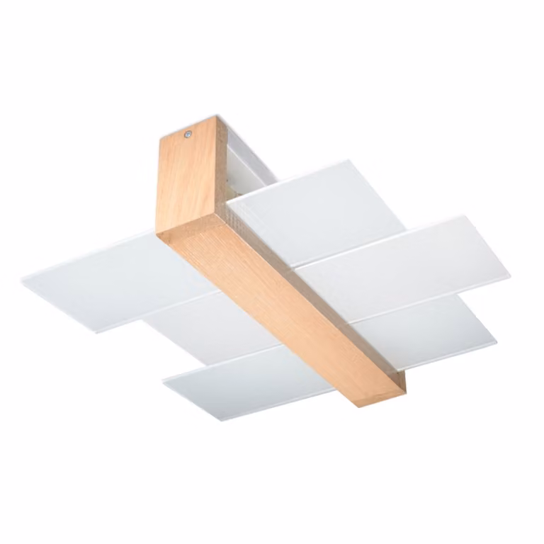 Lampada da soffitto REBIRD in legno naturale e bianco, 2xE27x60W, dimensioni: 12x43x43 cm, IP20, Pure Lume