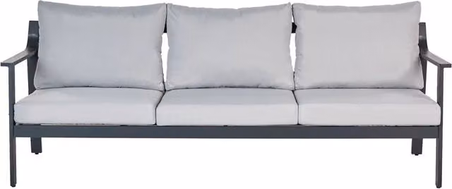 Divano da giardino Beliani a 3 posti in alluminio con cuscini in tessuto resistente ai raggi UV colore grigio stile moderno