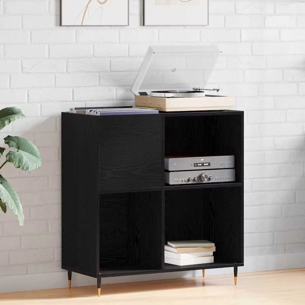 vidaXL Mobile porta vinili in stile industrial, colore nero, L 85 cm x P 38 cm x H 89 cm