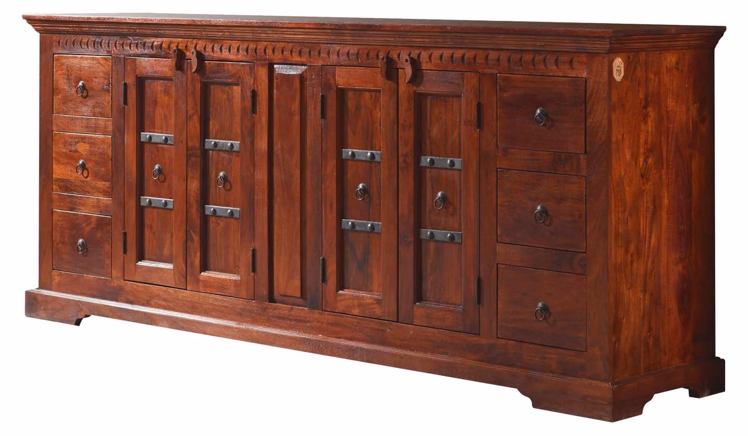MASSIVMOEBEL24 | credenza in legno di Acacia 212x50x92 nougat laccato OXFORD #414
