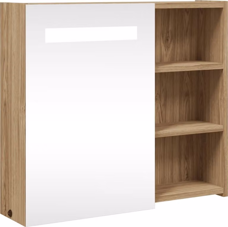 Armadietto Bagno con Specchio e LED Rovere 60x13x52 cm