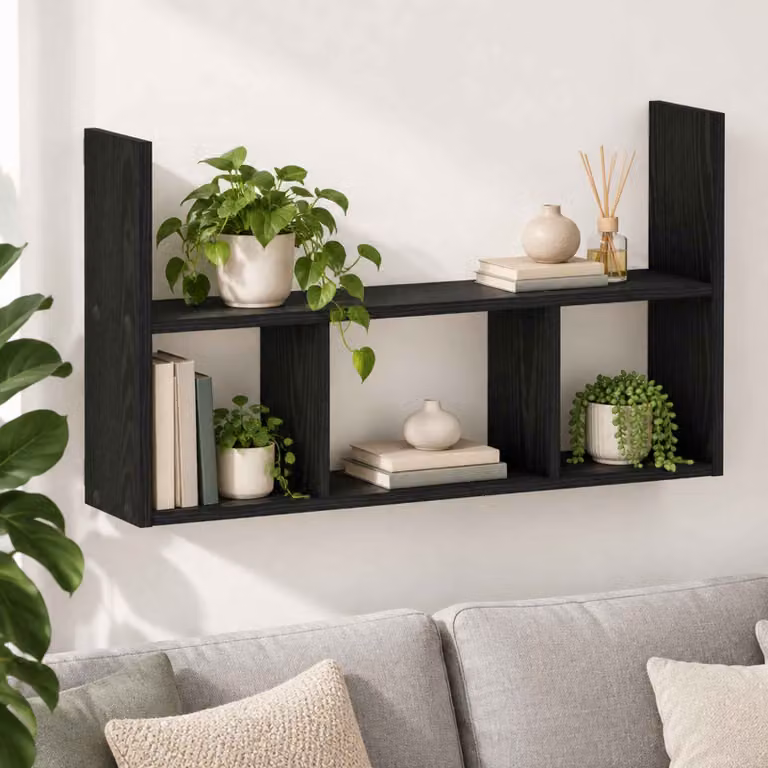 Scaffale da parete moderno vidaXL in MDF Nero opaco L: 78,5 cm, P: 17 cm, H: 45 cm